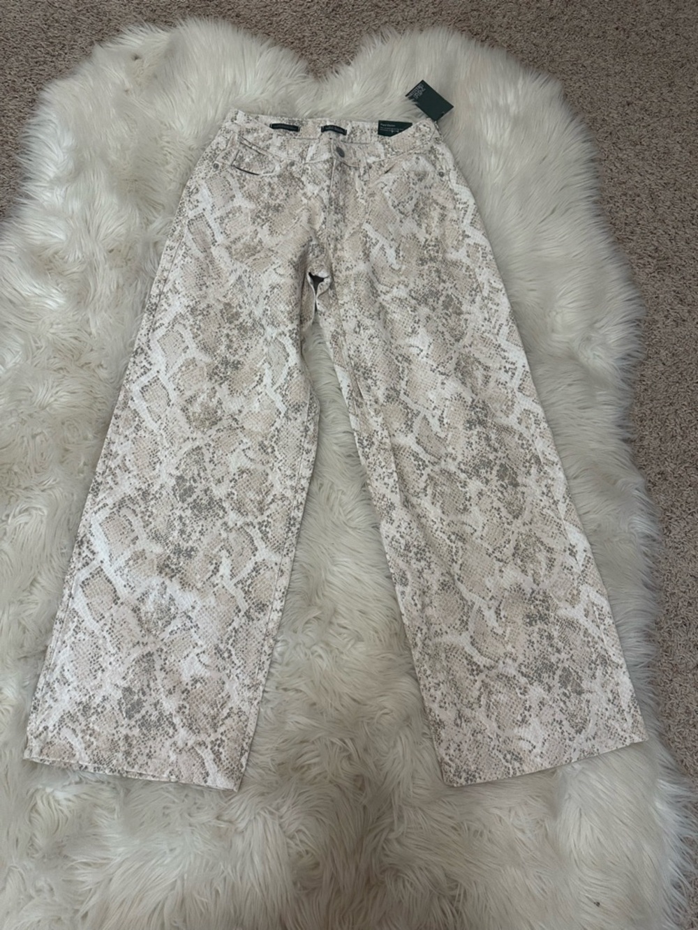 wild fable low rise baggy Neutral Snake-Print Wide-Leg Jeans